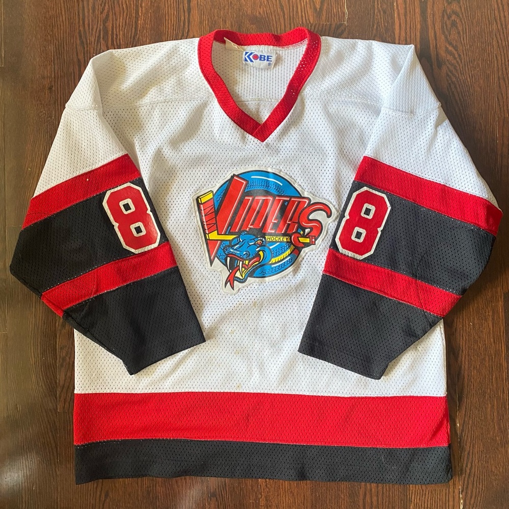 Vintage Kobe Vipers Jersey Mens M White Red Black Hockey  Krgovich 88